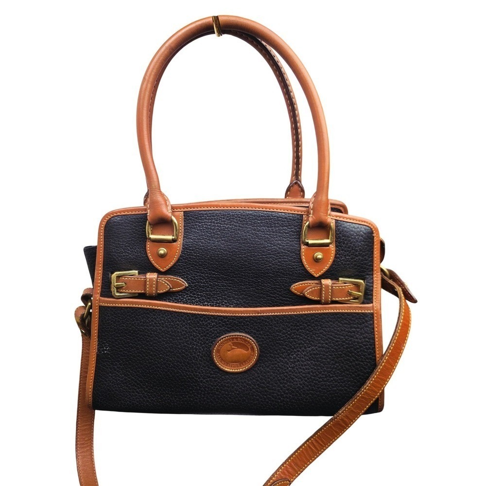 Dooney & Bourke Satchel Medium Black Vintage AWL Leather USA Made